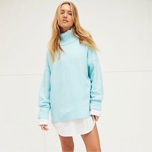 Free People Afterglow Mock Neck Sweater in Sky